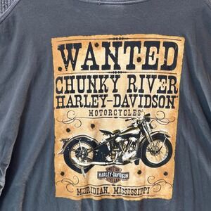 Harley-Davidson 3XL Chunky‎ River T-Shirt Wanted Graphic Biker Motorcycle Tee